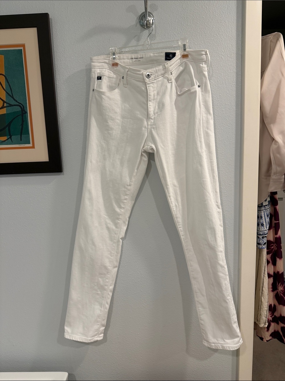 Ag Adriano Goldschmied White Cropped Slim Ankle Jeans